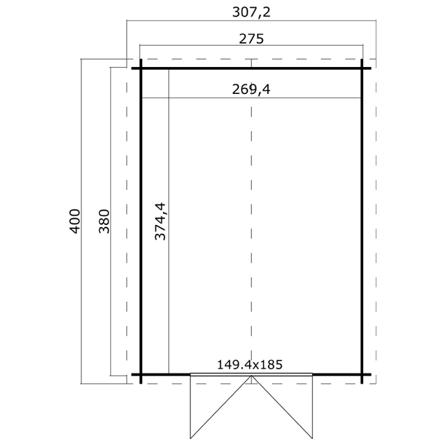 Blokhut Norah 275x380 Platinum Grey-Wit