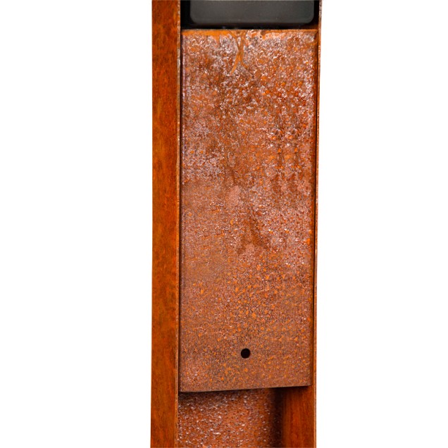 Tuinpaal - pro+ dubbel met kabeldoos, afdekkap en installatiedraad cortenstaal