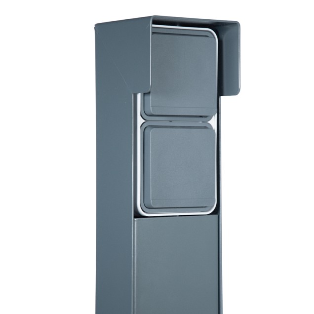 Tuinpaal - pro+ dubbel met kabeldoos, afdekkap en installatiedraad grijs