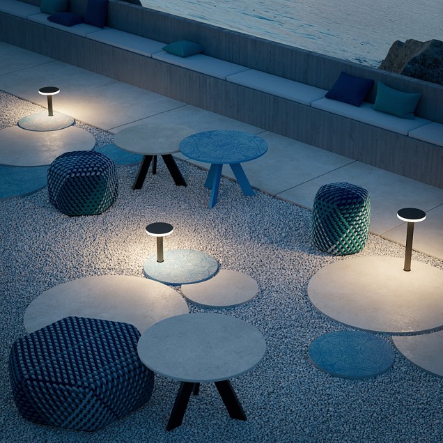 Keramische tegel TD Decor ø120 cm x 2 cm - Model B - Doily Blu Notte