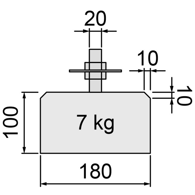 Betontegel 18x18x10 cm, recht, flexibele stelplaat, M20, antraciet