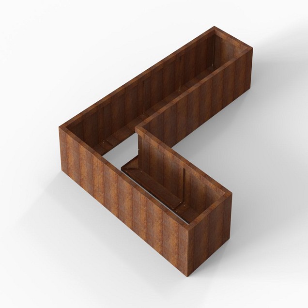 Bloembak Module+ L-vorm 60x240x180x42 cm Corten