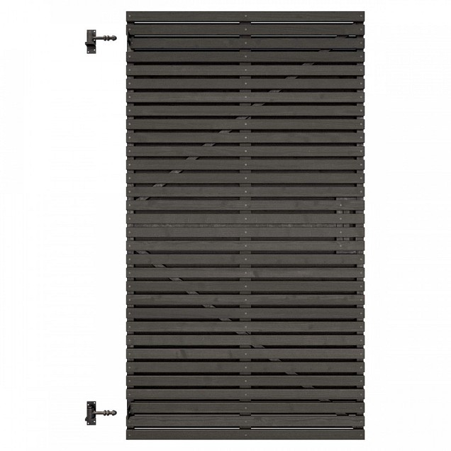 Grenen geschaafd latten deur op verstelbaar frame, horizontaal, 178x99x5 cm, zwart gespoten.