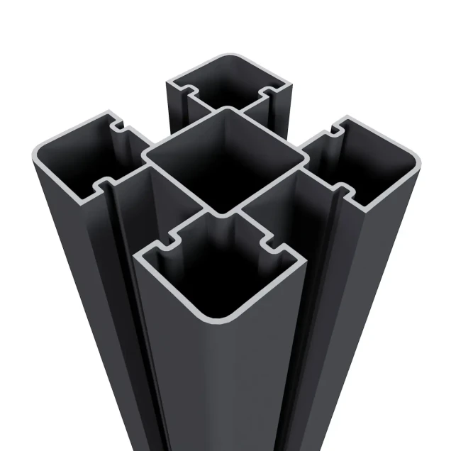 Newtechwood aluminium sleufpaal, met paalkap, 8x8x270 cm, zwart.