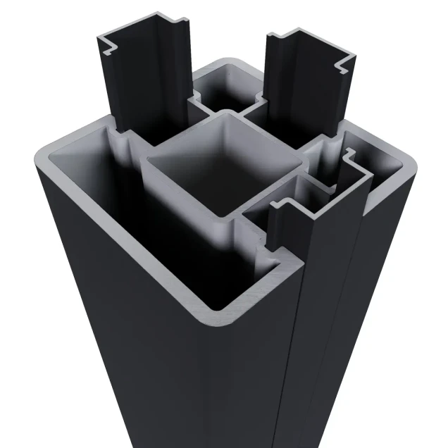 Newtechwood aluminium poortpaalset, 2 stuks met paalkap, 8x8x270 cm, zwart.