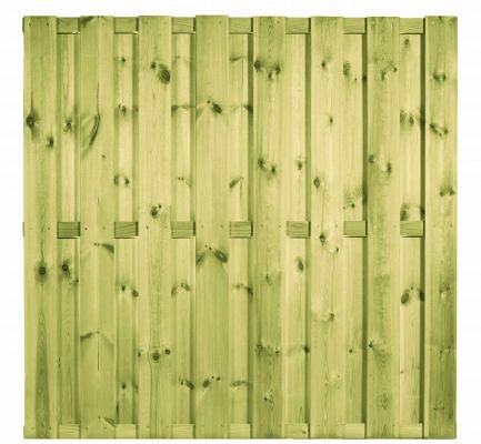 Grenen geschaafd plankenscherm 18-planks 15 mm, 180x180 cm, (15+3) geimpregneerd
